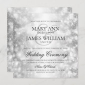 エレガントウェディングシルバーきらめくライト 招待状 (正面/裏面)