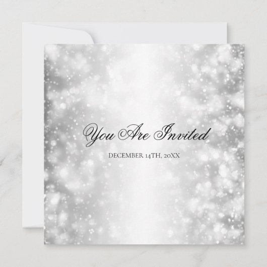 エレガントウェディングシルバーきらめくライト 招待状 (裏面)