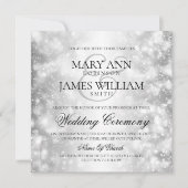 エレガントウェディングシルバーきらめくライト 招待状 (正面)