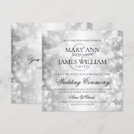 エレガントウェディングシルバーきらめくライト 招待状
