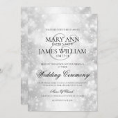 エレガントウェディングシルバーきらめくライト 招待状 (正面/裏面)