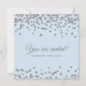 エレガントウェディングシルバーグリッター紙吹雪アイスブルー 招待状 (裏面)