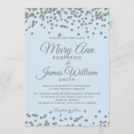 エレガントウェディングシルバーグリッター紙吹雪アイスブルー 招待状