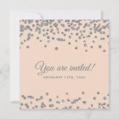 エレガントウェディングシルバーフェイクグリッター紙吹雪赤面 招待状 (裏面)