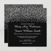 エレガントウェディングシンプルスパークルブラック 招待状 (正面/裏面)