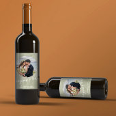 エレガントウェディングシンプルフォトトロピカルパーム葉 ワインラベル