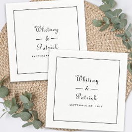 エレガントウェディングスクリプトミニマル白黒シック スタンダードカクテルナプキン