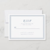 エレガントウェディングダスティブルーシンプルミニマルモダン 出欠カード (正面)