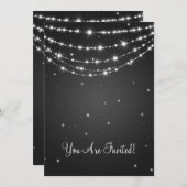 エレガントウェディングチェきらめくーンブラック 招待状 (正面/裏面)