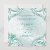 エレガントウェディングティール（緑がかった色）ブルースワンズボウ 招待状 (裏面)