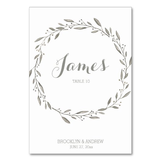 エレガントウェディングテーブル座席表フローラグレー テーブルナンバー (正面)