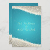エレガントウェディングデイズリングスパークルズターコイズ 招待状 (正面/裏面)