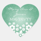 エレガントウェディングデイトフローリーハートミントグリーン ハートシール (正面)