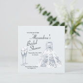 エレガントウェディングドレスシャンペーンフルートブライダル 招待状 (スタンド正面)