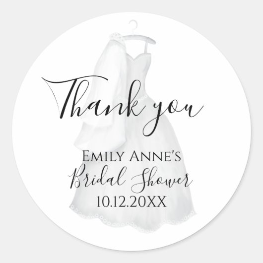 エレガントウェディングドレスブライダルシャワーカスタム ラウンドシール (正面)