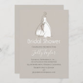 エレガントウェディングドレスブライダルシャワー 招待状 (正面/裏面)