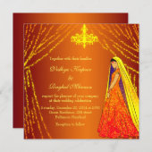 エレガントウェディングドレスライトシャンデリア招待状 招待状 (正面/裏面)