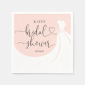 エレガントウェディングドレス赤面ピンクブライダルシャワー スタンダードカクテルナプキン (正面)