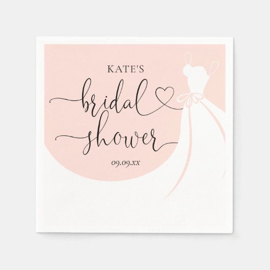 エレガントウェディングドレス赤面ピンクブライダルシャワー スタンダードカクテルナプキン (正面)