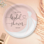 エレガントウェディングドレス赤面ピンクブライダルシャワー ペーパープレート