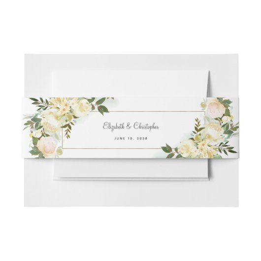 エレガントウェディングバラフローラグッドロフレームグリーナリー 招待状ベリーバンド (正面例)