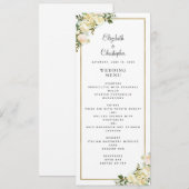 エレガントウェディングバラフローラ金ゴールドフレームホワイト メニュー (正面/裏面)