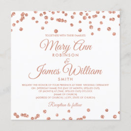 エレガントウェディングバラ金ゴールドグリッター紙吹雪ホワイト 招待状