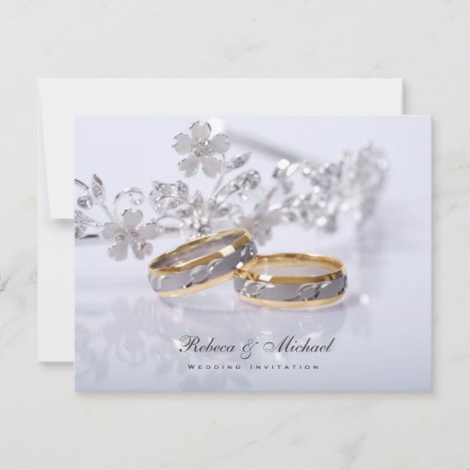 エレガントウェディングバンド招待状 招待状 (正面)