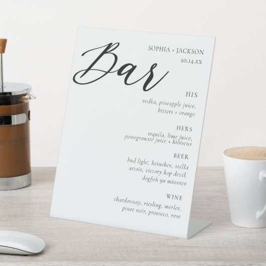 エレガントウェディングバーシグネチャードリンクサイン 台座サイン (インサイチュ)