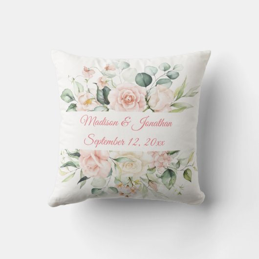 エレガントウェディングパーソナライズされたフローラ記念 クッション (裏面)