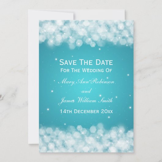 エレガントウェディングパーティースパークルターコイズ 招待状 (裏面)