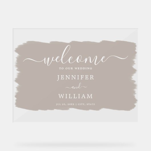 エレガントウェディングパーティー絵を描ウェルカムベイージュ アクリルサイン (正面)