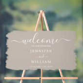 エレガントウェディングパーティー絵を描ウェルカムベイージュ アクリルサイン (ニュートラル)