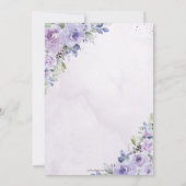エレガントウェディングパープル薄紫フローラシルバーリングや輪 招待状 (裏面)