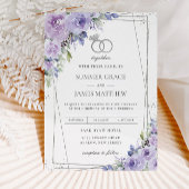 エレガントウェディングパープル薄紫フローラシルバーリングや輪 招待状