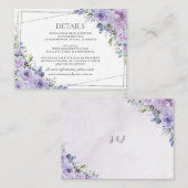 エレガントウェディングパープル薄紫フローラシルバー詳細 エンクロージャーカード (正面/裏面)
