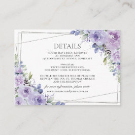 エレガントウェディングパープル薄紫フローラシルバー詳細 エンクロージャーカード