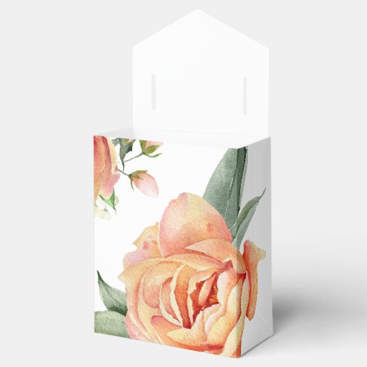 エレガントウェディングピーチカスタムフローラ フェイバーボックス (オープン)