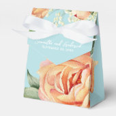 エレガントウェディングピーチフローラブルー フェイバーボックス (正面サイド)