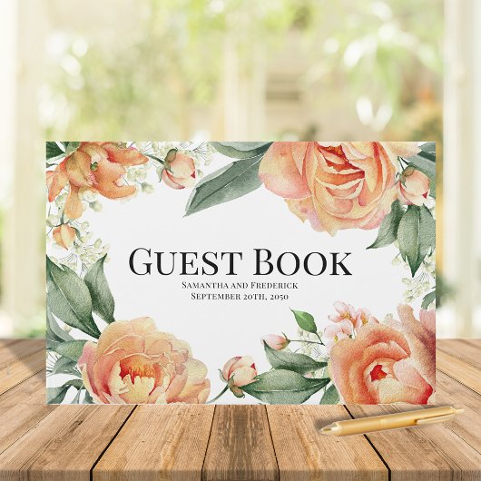 エレガントウェディングピーチフローラ ゲストブック