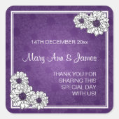 エレガントウェディングフライトタグダリアフローラルパープル スクエアシール (正面)