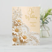 エレガントウェディングフローラピーチクリームホワイトフラワーズ 招待状 (スタンド正面)