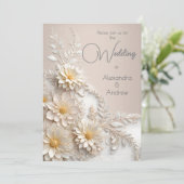 エレガントウェディングフローラベージュホワイトフラワーズ 招待状 (スタンド正面)