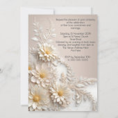 エレガントウェディングフローラベージュホワイトフラワーズ 招待状 (裏面)