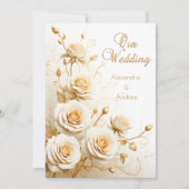 エレガントウェディングフローラホワイトローゼクリーム 招待状 (正面)