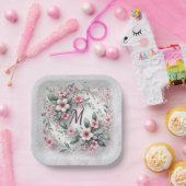 エレガントウェディングフローラリース ペーパープレート (パーティー)