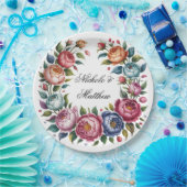 エレガントウェディングフローラリース ペーパープレート (パーティー)