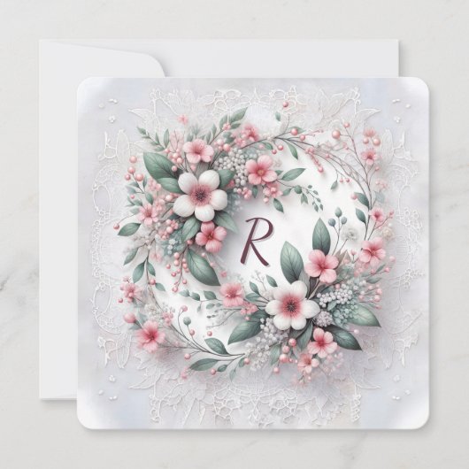 エレガントウェディングフローラリース 招待状 (正面)