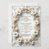 エレガントウェディングフローラ金ゴールド白華美枠 招待状 (裏面)