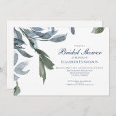 エレガントウェディングブライダルシャワーブルーフローラ 招待状 (正面/裏面)